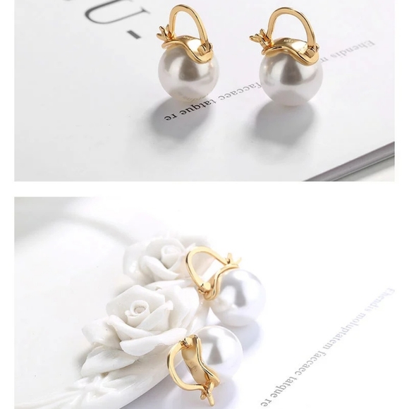 925 sterling silver vintage pearl earrings women - Picture 3 of 3